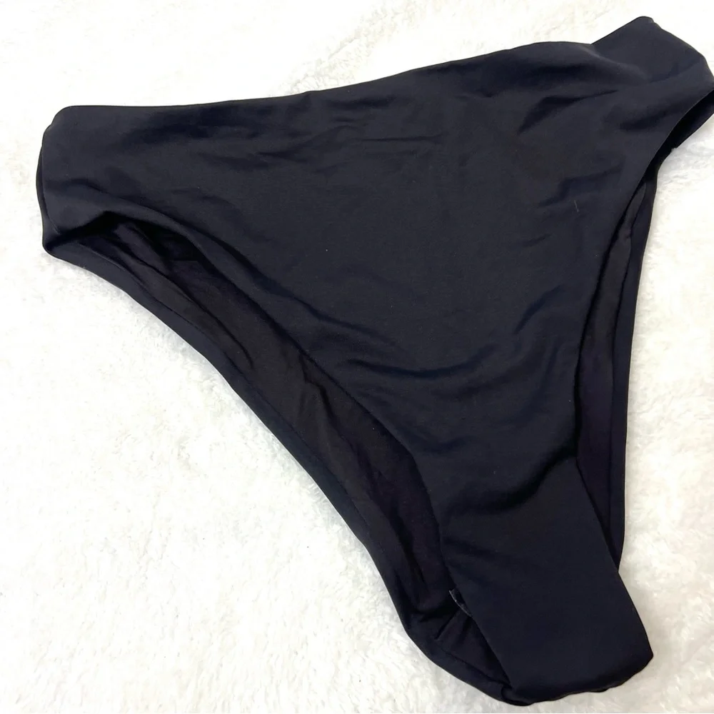 SKIMS Recycled Swim Mid Waist Bottoms in Onyx Black Size M New